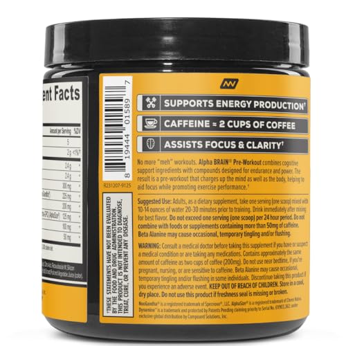 ONNIT Alpha Brain pre-workout powder being poured with tiger's blood flavor for an energy boost.