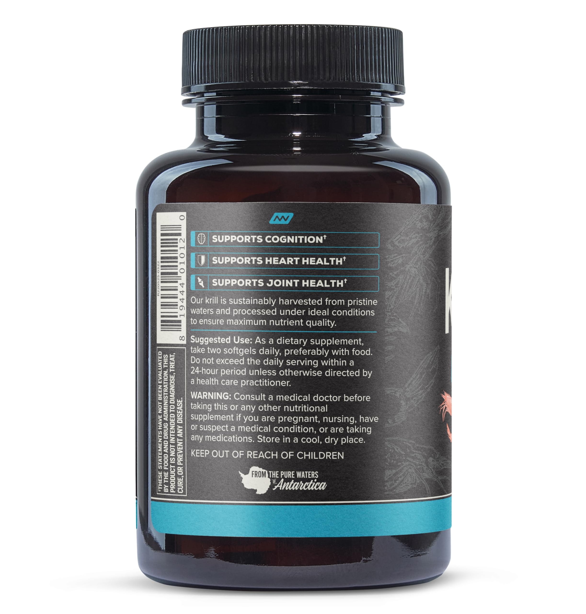 ONNIT Antarctic Krill Oil capsules close-up showing phospholipids features.