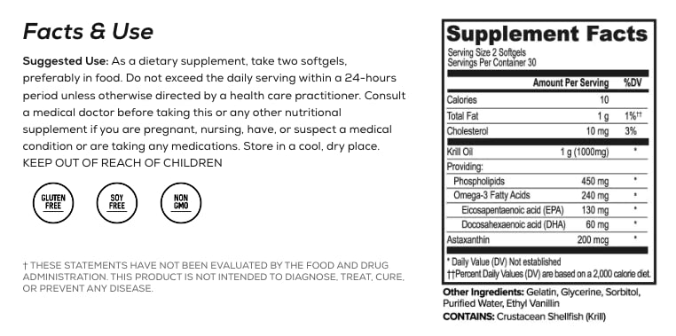 ONNIT Antarctic Krill Oil bottle pour shows easy-to-swallow capsules.