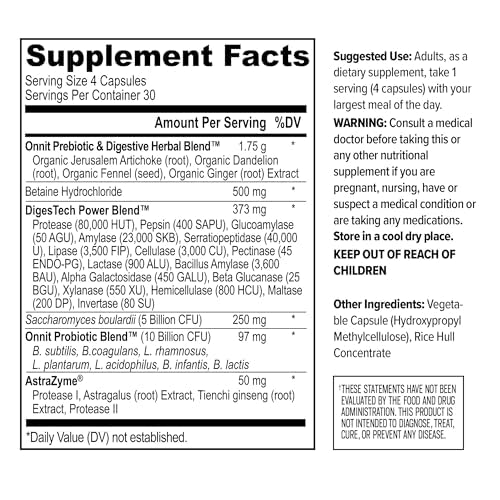 ONNIT Betaine HCl included for improved digestion of meals.