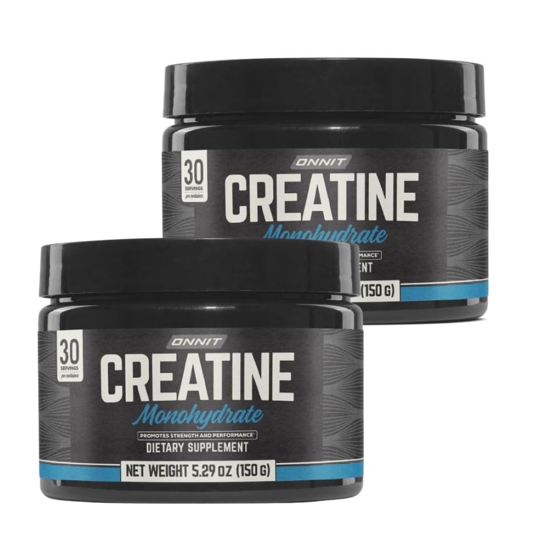 ONNIT Creatine Monohydrate powder bottle showing a 5g serving for strength