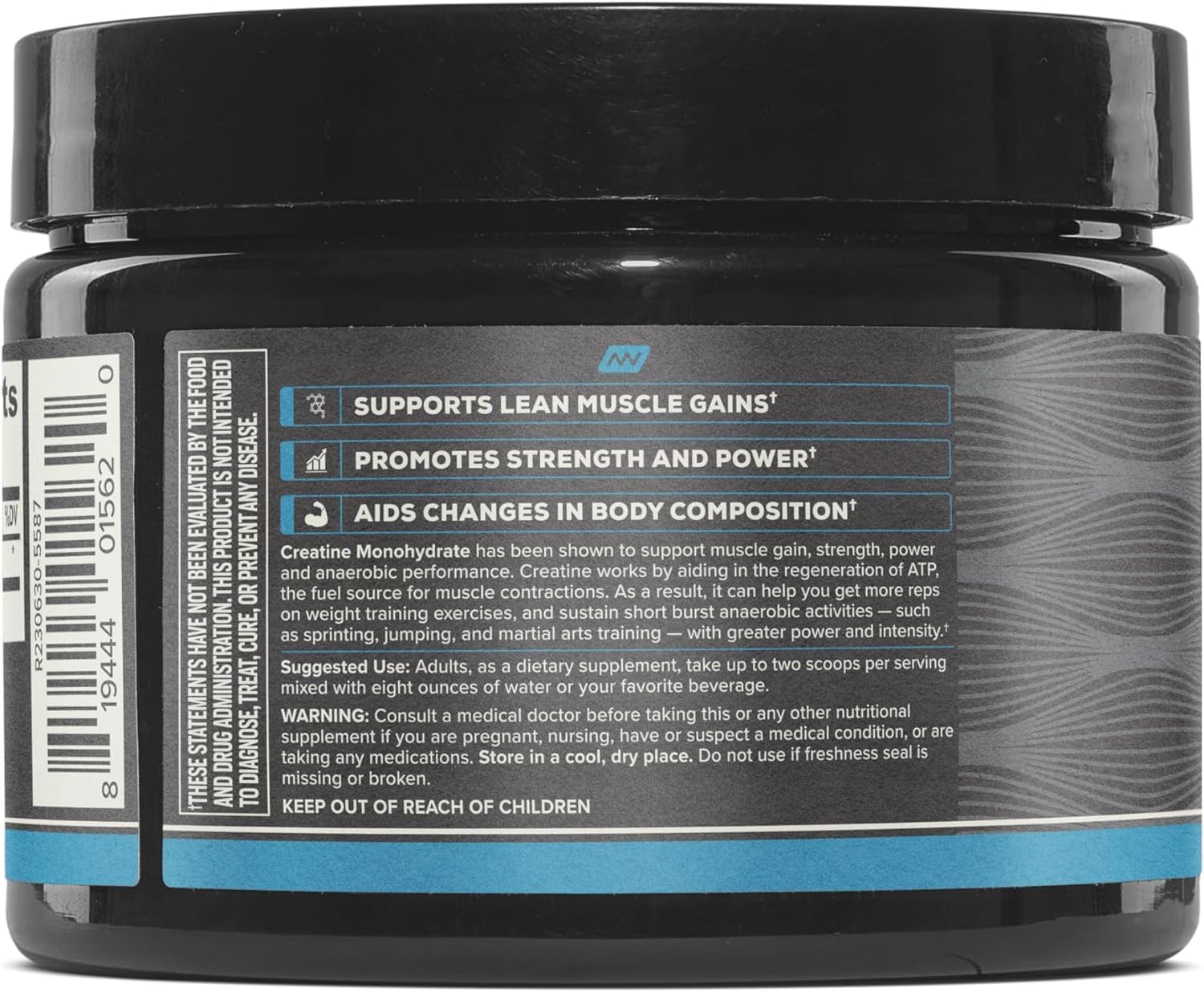 ONNIT creatine monohydrate powder ingredients label highlighting purity
