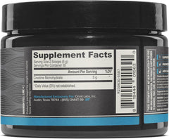 ONNIT Creatine label close-up showing unflavored formula for easy mixing.