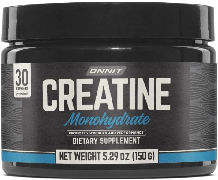 ONNIT Creatine Monohydrate Powder tub with IGENTM certification for non-GMO purity.
