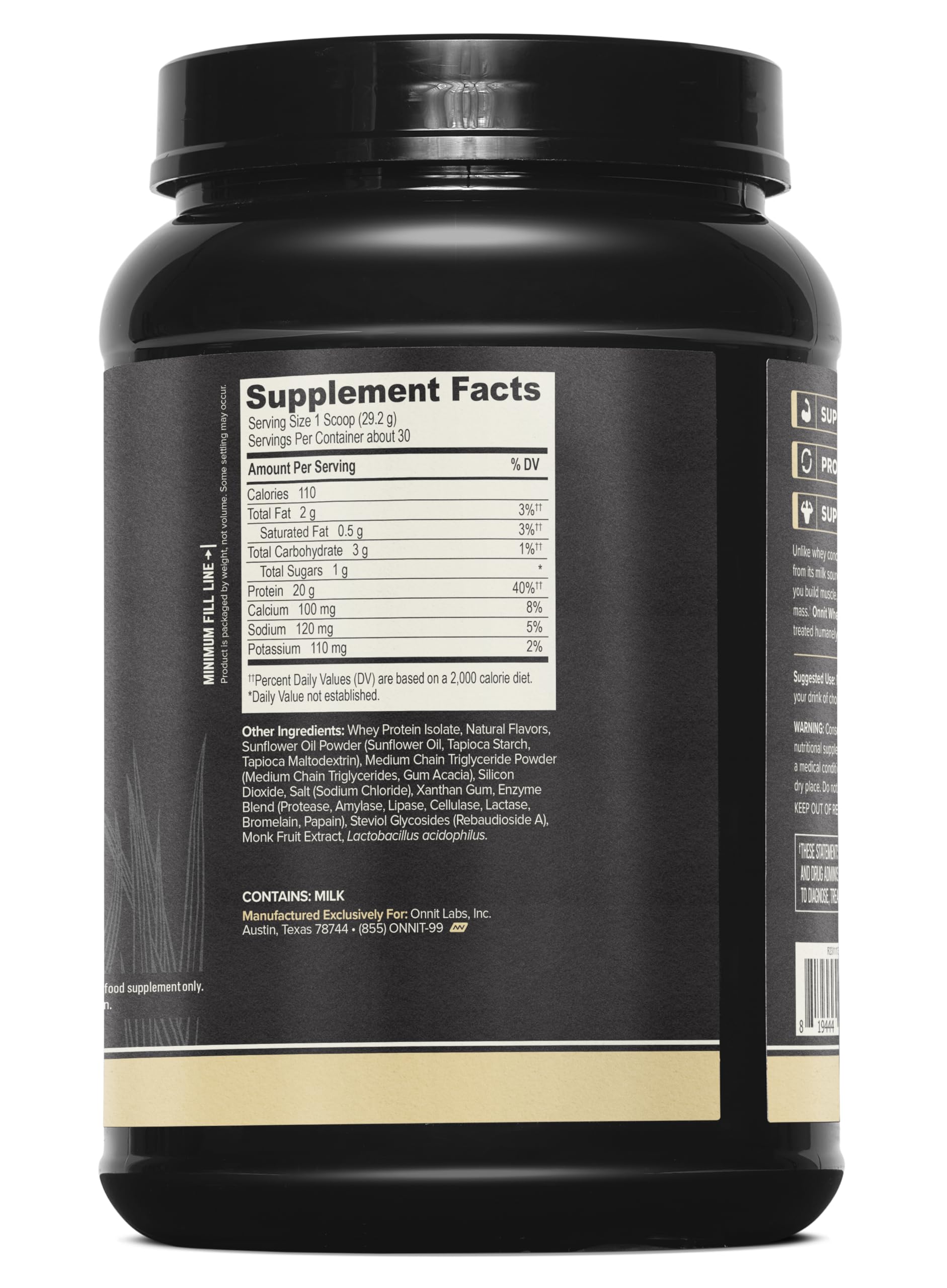 ONNIT Grass Fed Whey Isolate Vanilla scoop ready for quick post-workout protein.