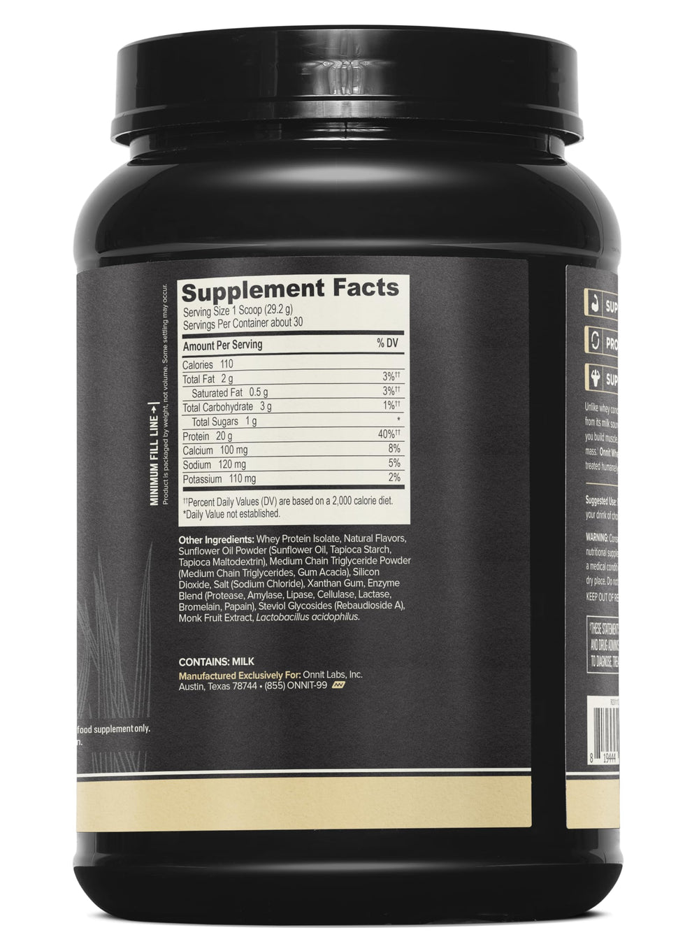 ONNIT Grass Fed Whey Isolate Vanilla scoop ready for quick post-workout protein.