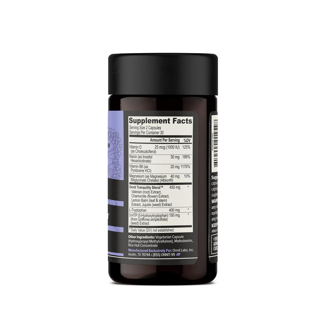 ONNIT New Mood capsules close-up highlighting 5-HTP and magnesium.