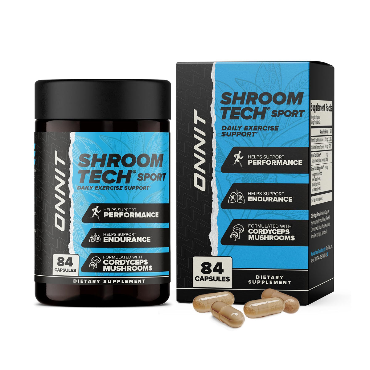 ONNIT Shroom Tech SPORT bottle front for daily energy support during workouts