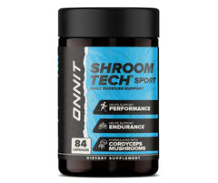 ONNIT Shroom Tech SPORT capsules close-up highlighting cordyceps for workouts
