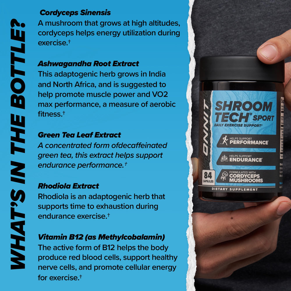 ONNIT Shroom Tech SPORT rhodiola and ashwagandha blend for fatigue resilience