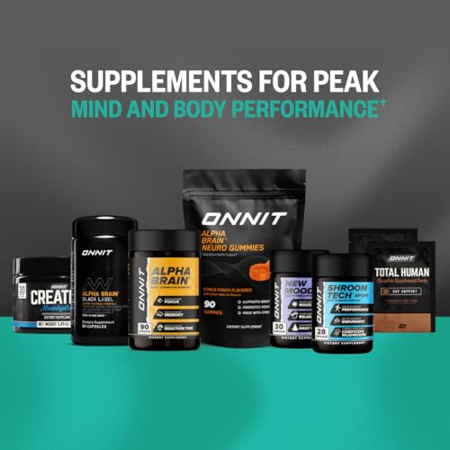 ONNIT Total Human bottle label close-up with wellness details.