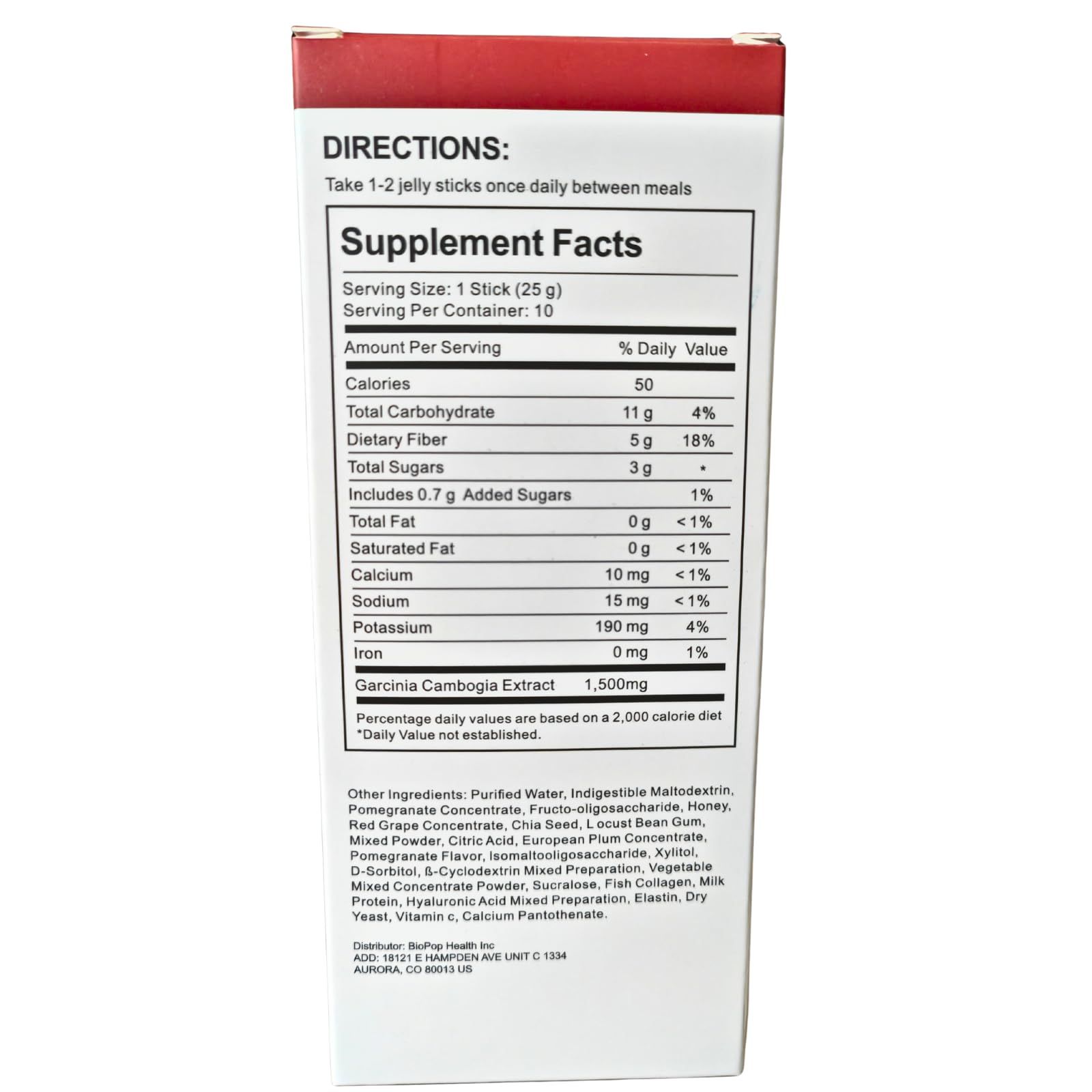 ONOTIC Cutting Jelly Stick ingredients panel highlights collagen and Garcinia for daily balance