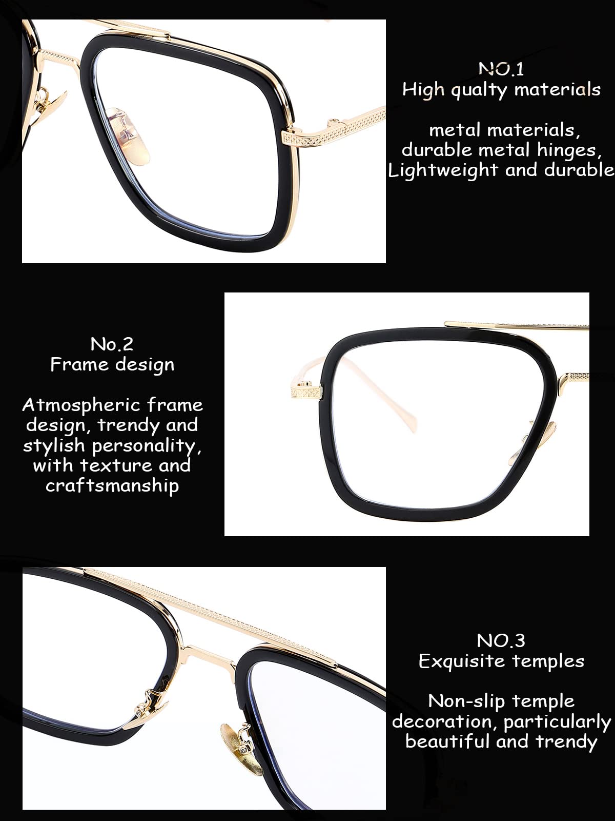 Onrtry Tony Stark blue light blocking lenses for reduced screen glare.