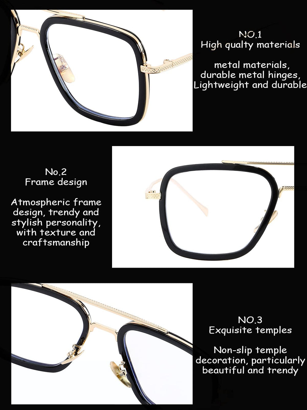 Onrtry Tony Stark blue light blocking lenses for reduced screen glare.