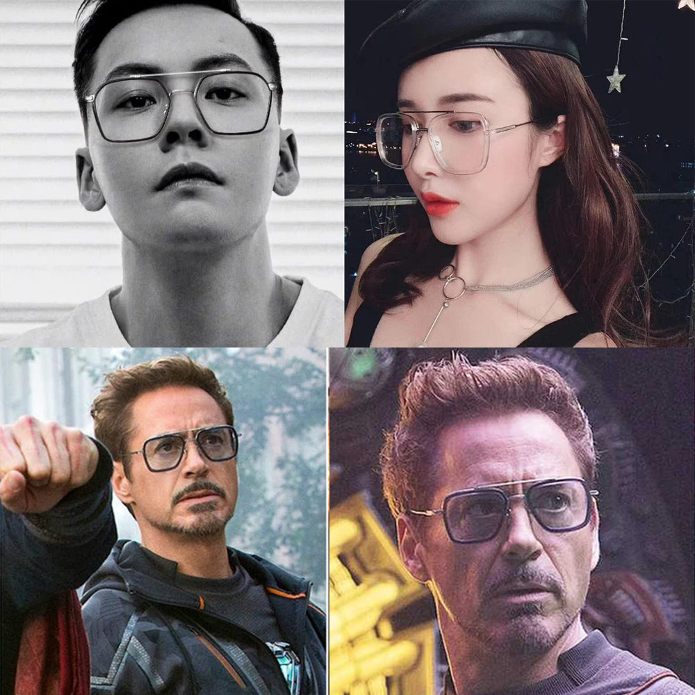 Onrtry Tony Stark oversized metal frame side view showing durable hinges.
