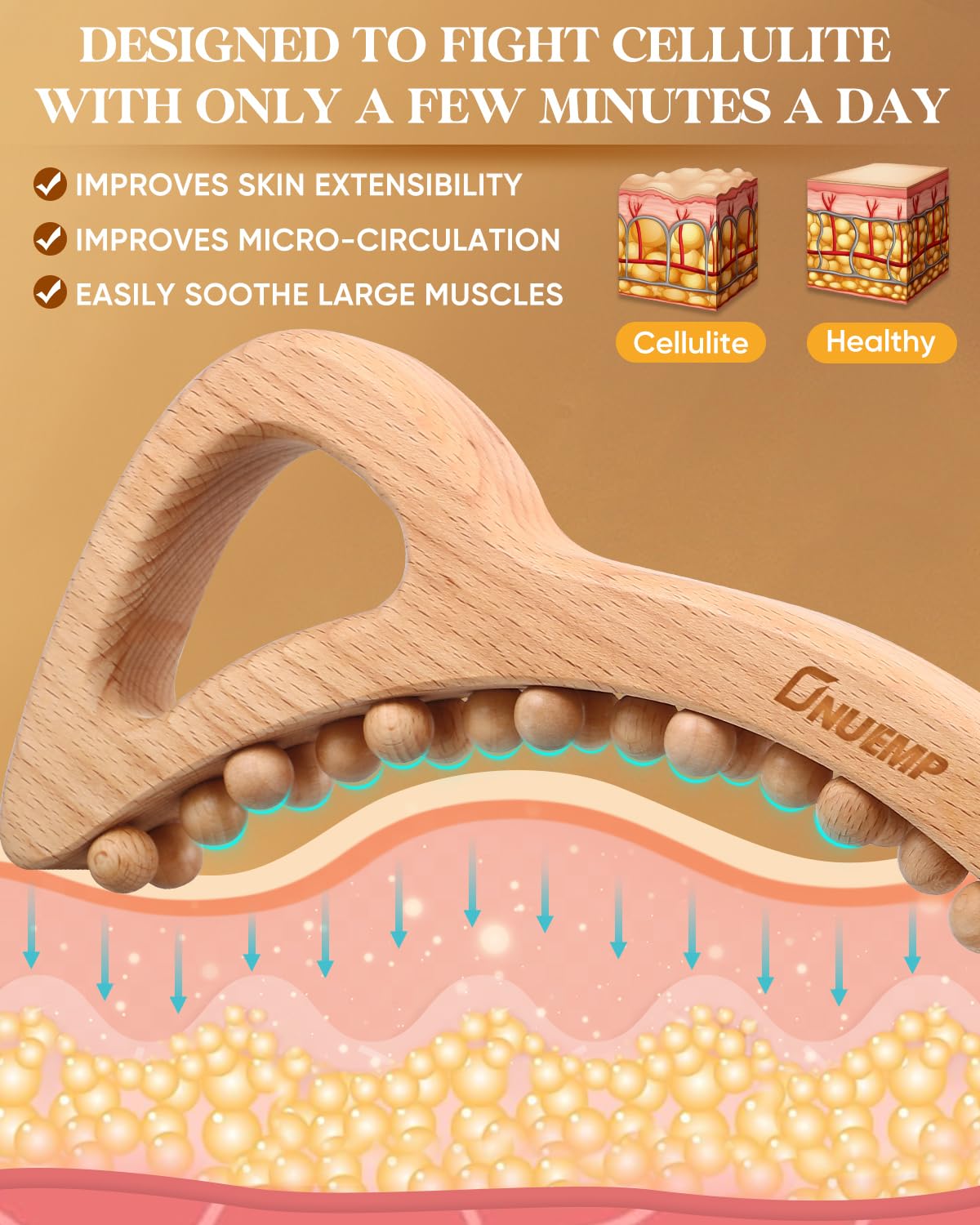 ONUEMP cellulite-massager-body-brush enhances texture and lymphatic feel during sessions