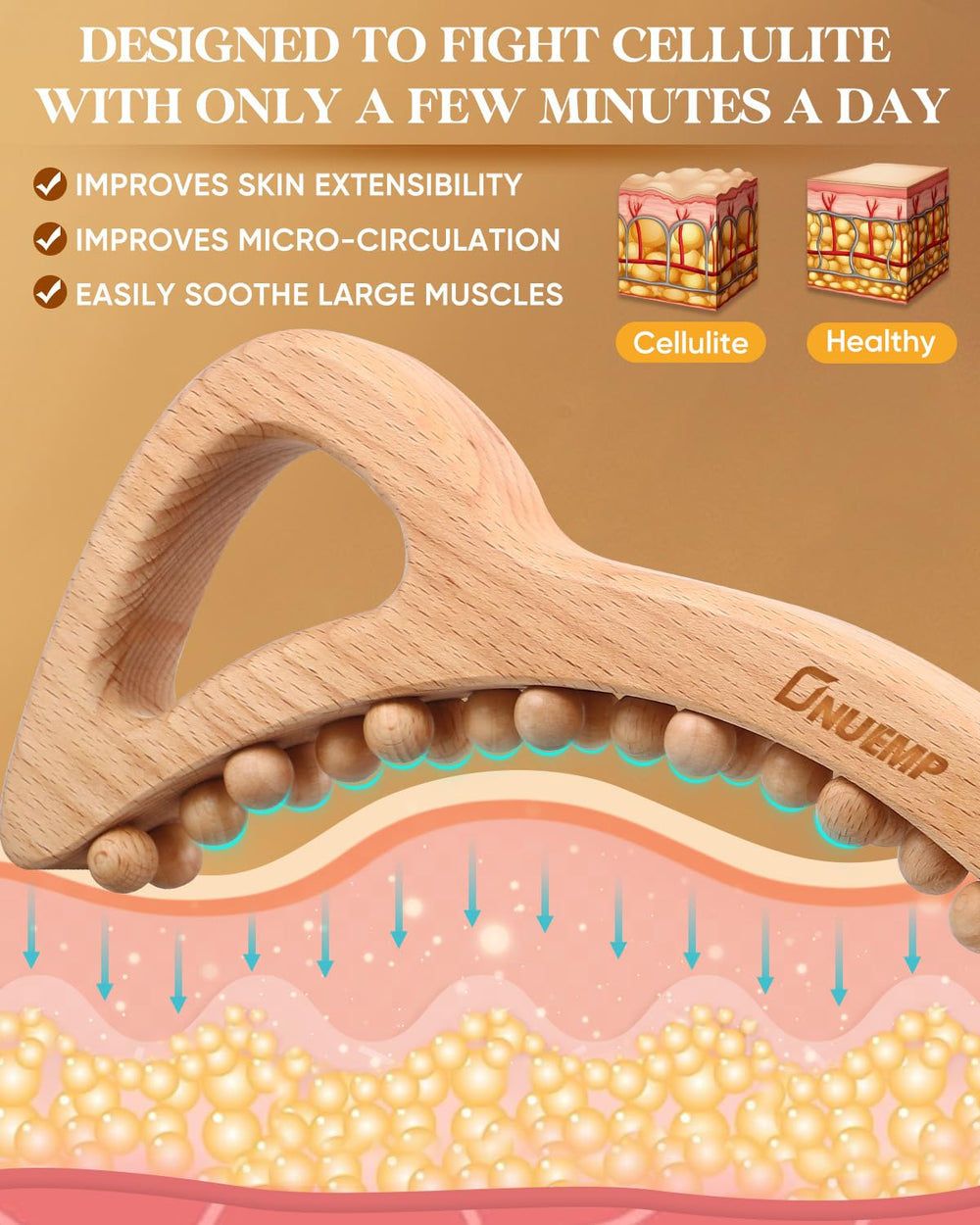 ONUEMP cellulite-massager-body-brush enhances texture and lymphatic feel during sessions
