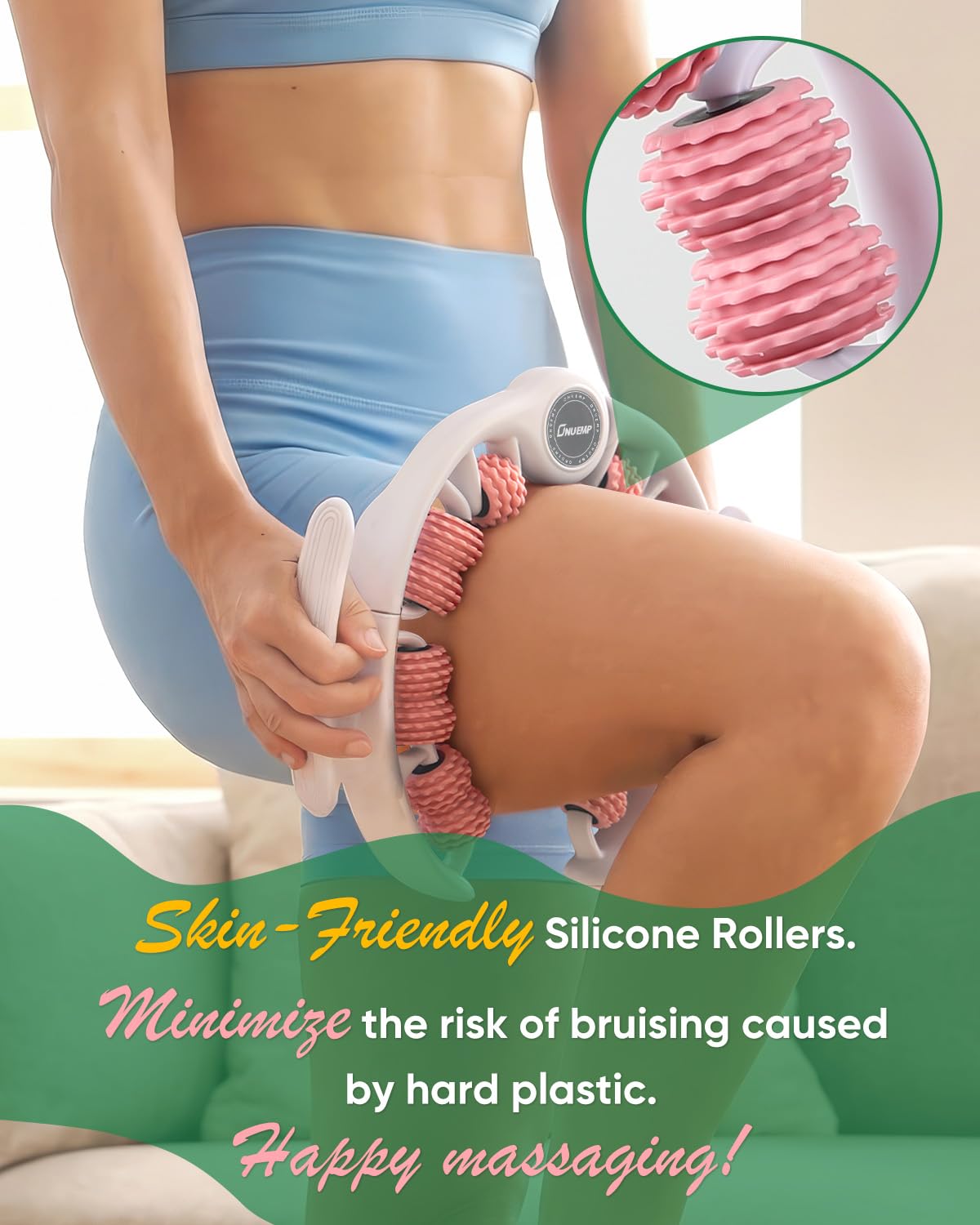 ONUEMP fascia roller performing dry deep tissue release.