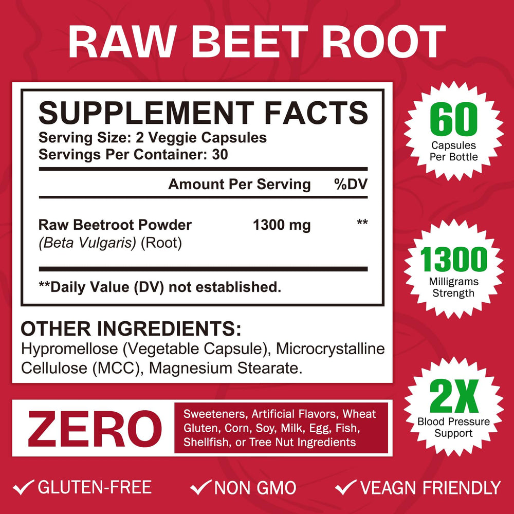 Onznoz Beet Root Capsules label highlights organic and non-GMO formula