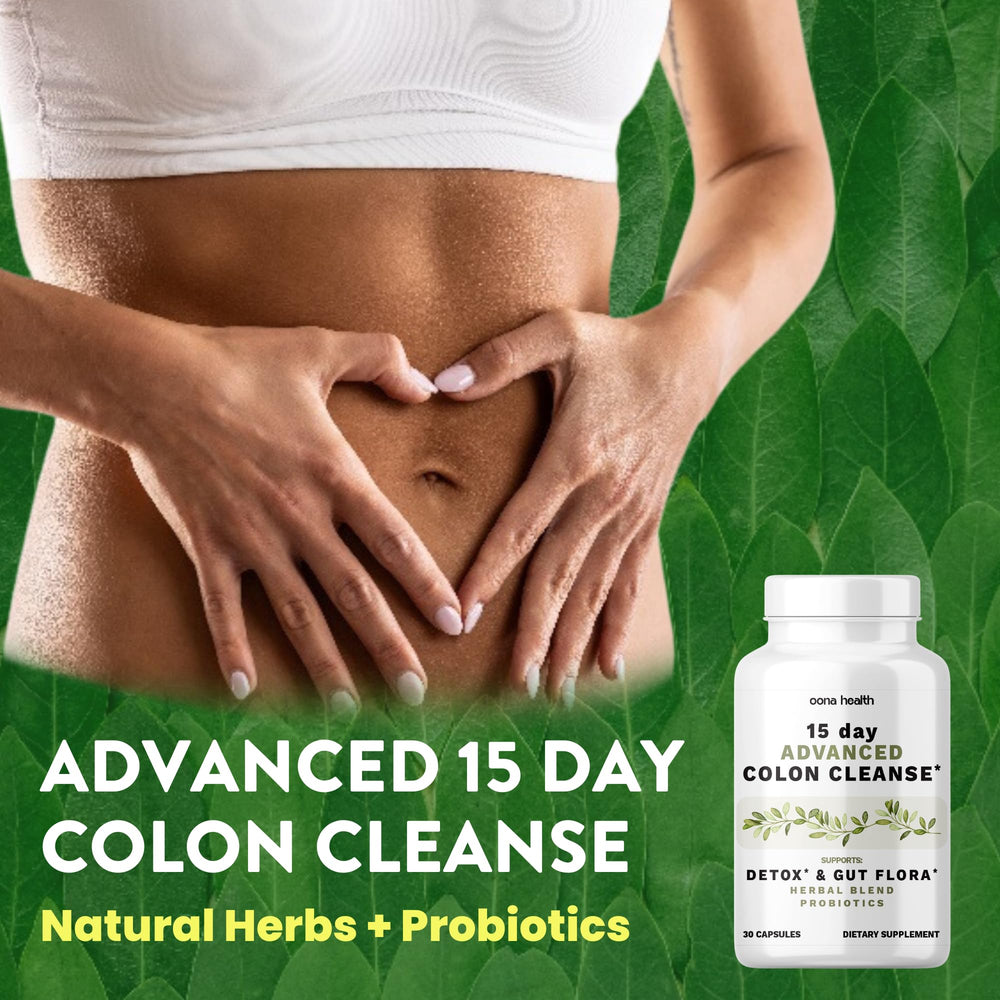 Oona Health 15-Day Cleanse bottle with label visible emphasizes USA quality.