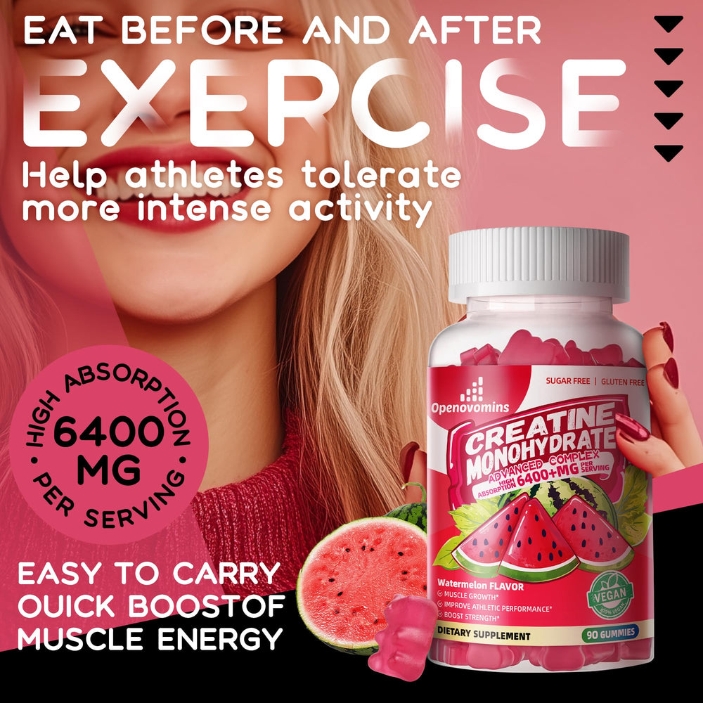 Openovomins Creatine Gummies bottle with 30 servings signaling consistency.