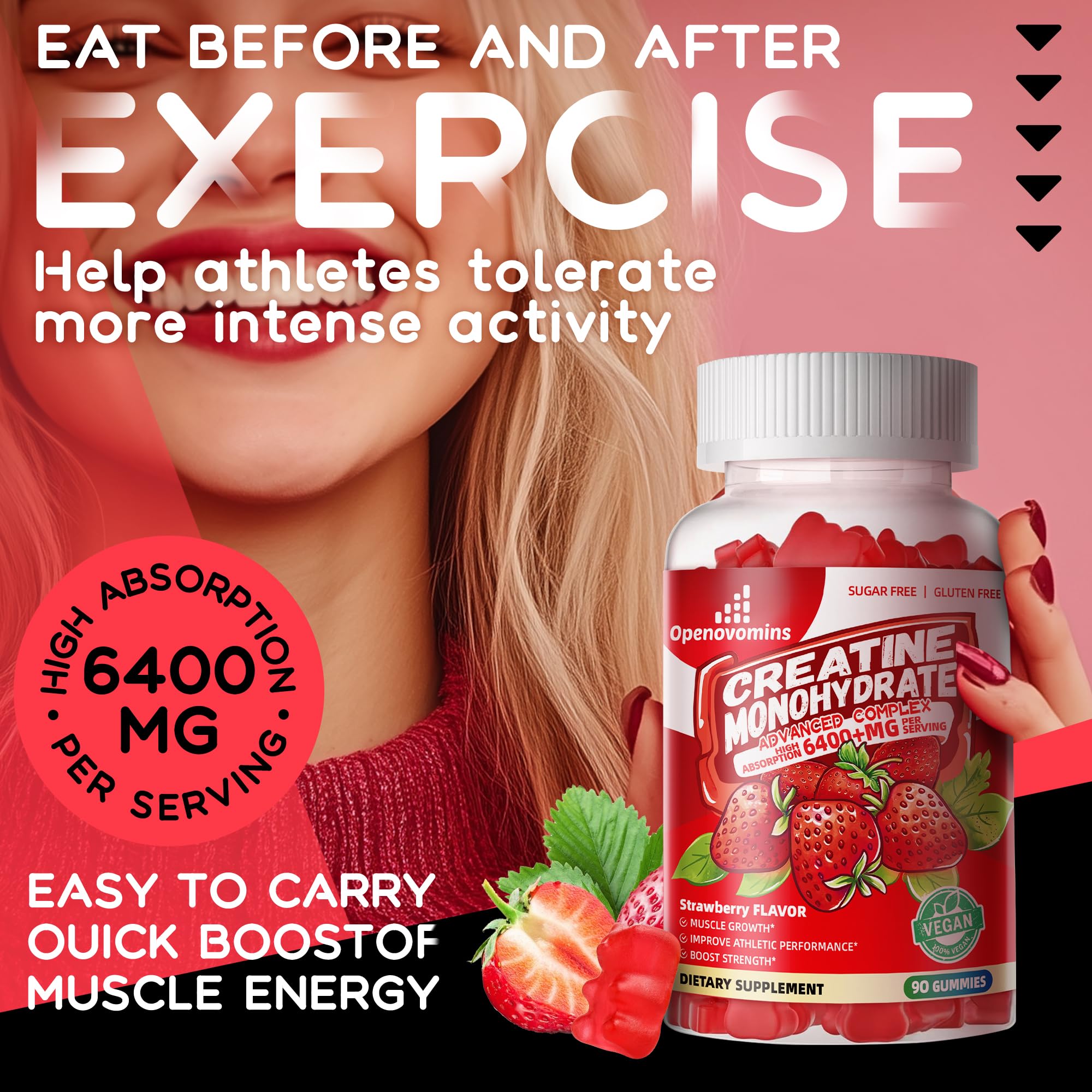 Openovomins Creatine Gummies travel-pack, stay consistent while on the go.