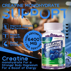 Openovomins Creatine Monohydrate Gummies close-up of blueberry chews for tasty daily intake