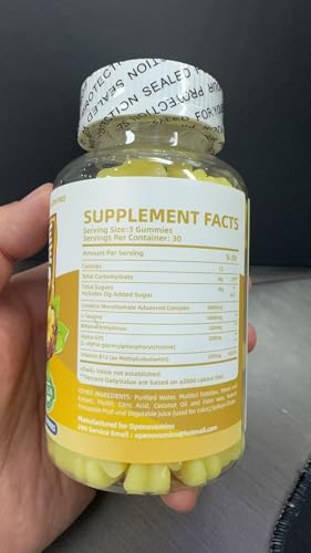 Openovomins gummy serving size panel for easy daily dosing