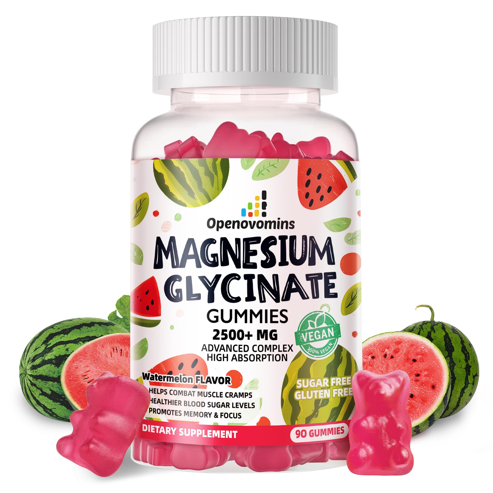 Openovomins Magnesium Glycinate Gummies bottle pour for convenient daily calm support