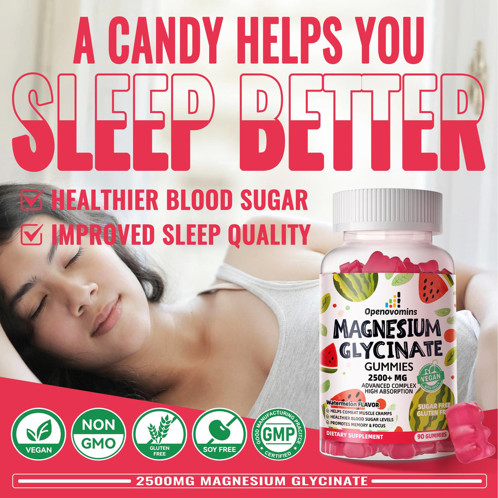 Openovomins Magnesium Glycinate Gummies ingredient panel emphasizing chelated minerals