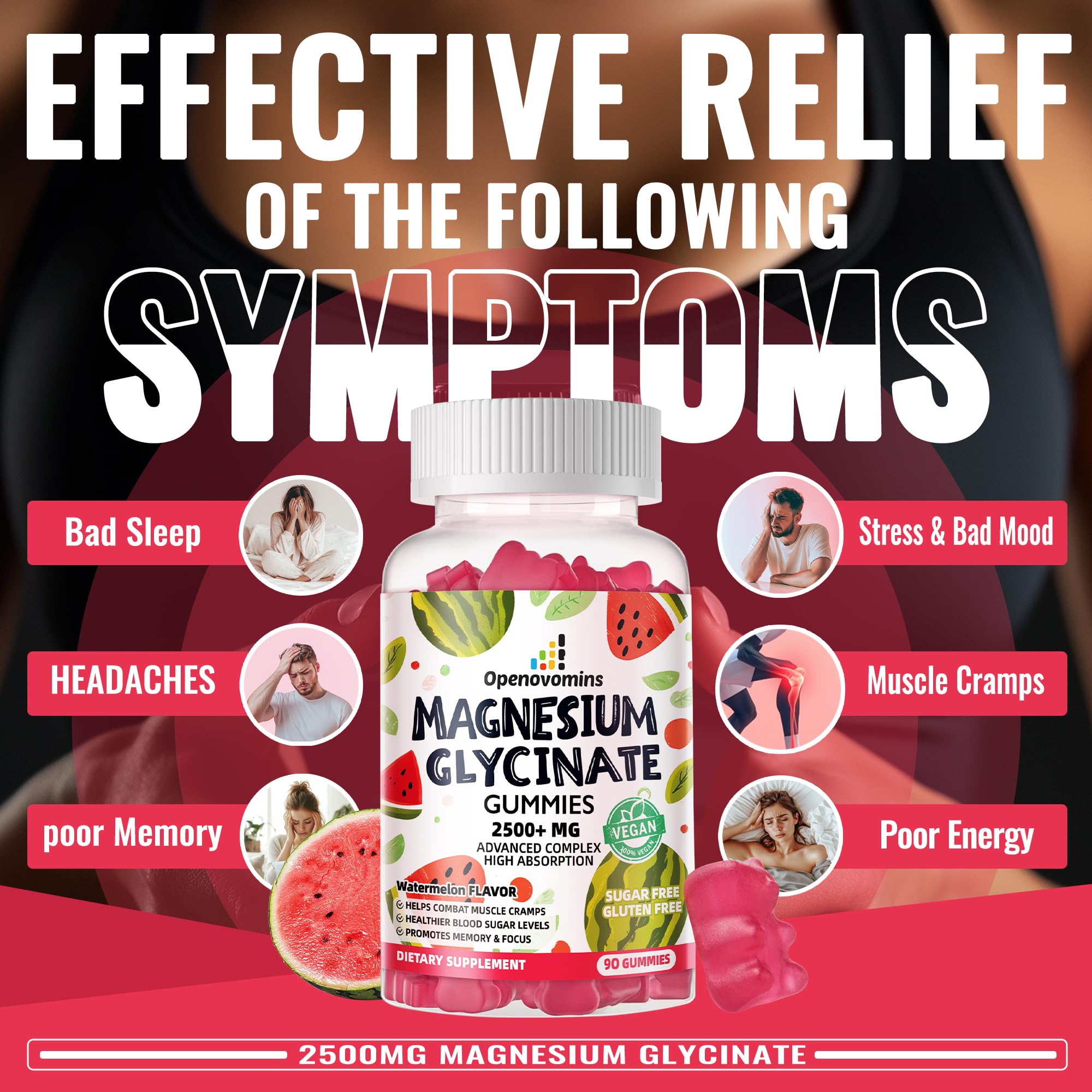 Openovomins Magnesium Glycinate Gummies label info with ingredients and daily dosing