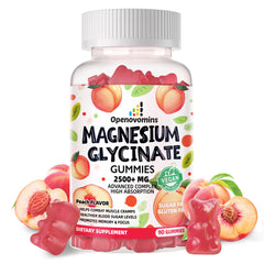 Openovomins magnesium glycinate gummies bottle close-up highlighting calm mood support