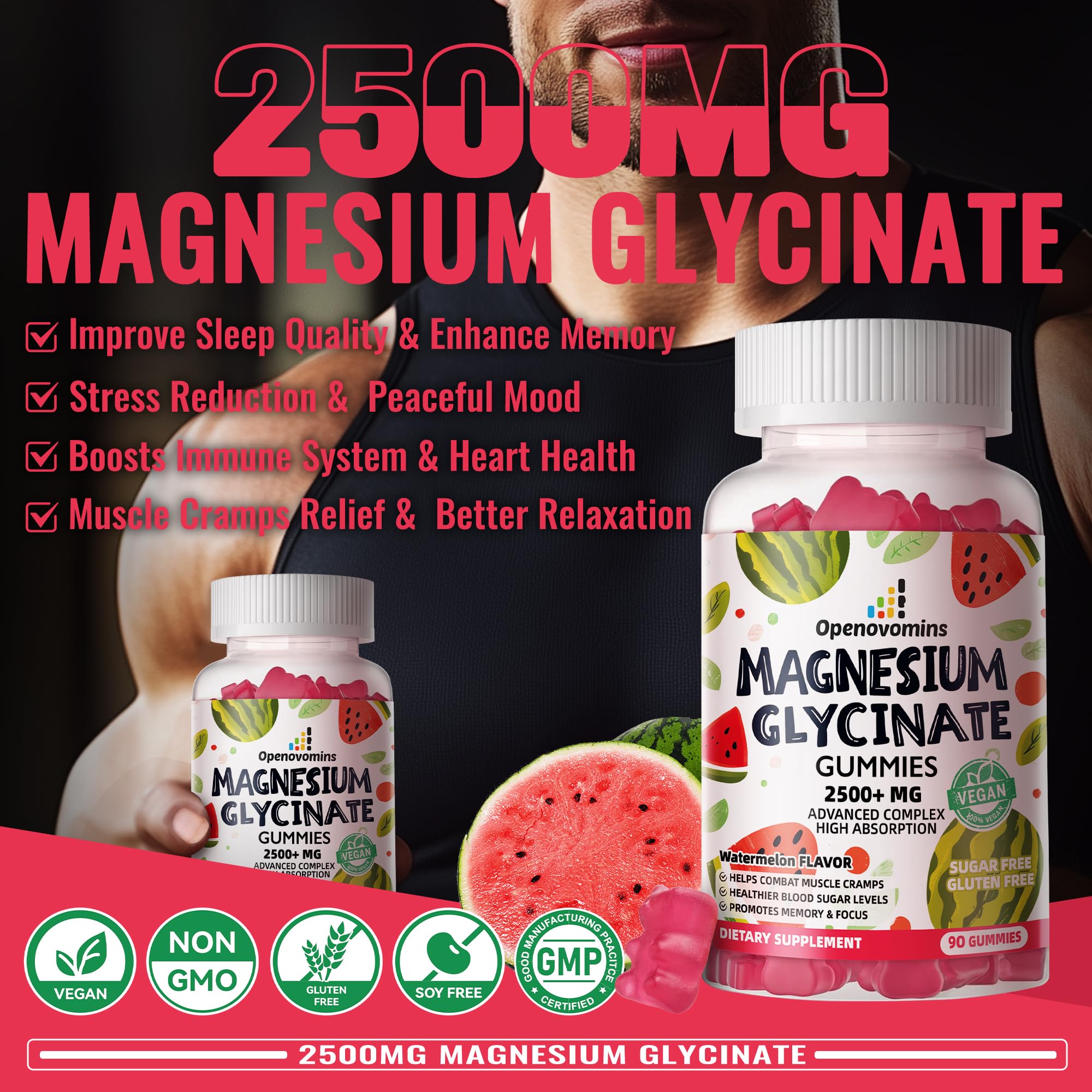 Openovomins Magnesium Glycinate Gummies natural watermelon flavor signals tasty supplementation