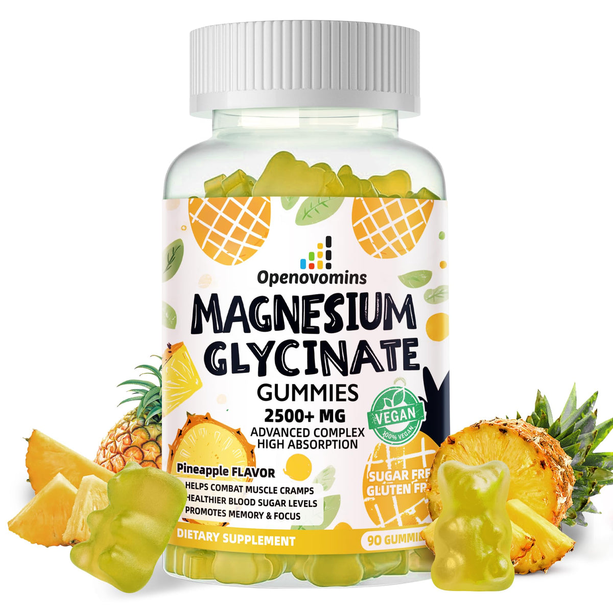 Openovomins Magnesium Glycinate Gummies bottle for convenient daily wellness.