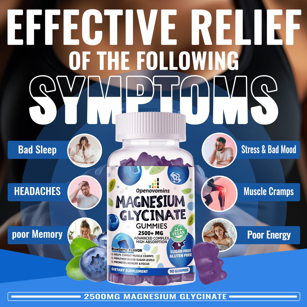 Openovomins Magnesium Glycinate Gummies pour shows bite-sized relief for on-the-go calm.