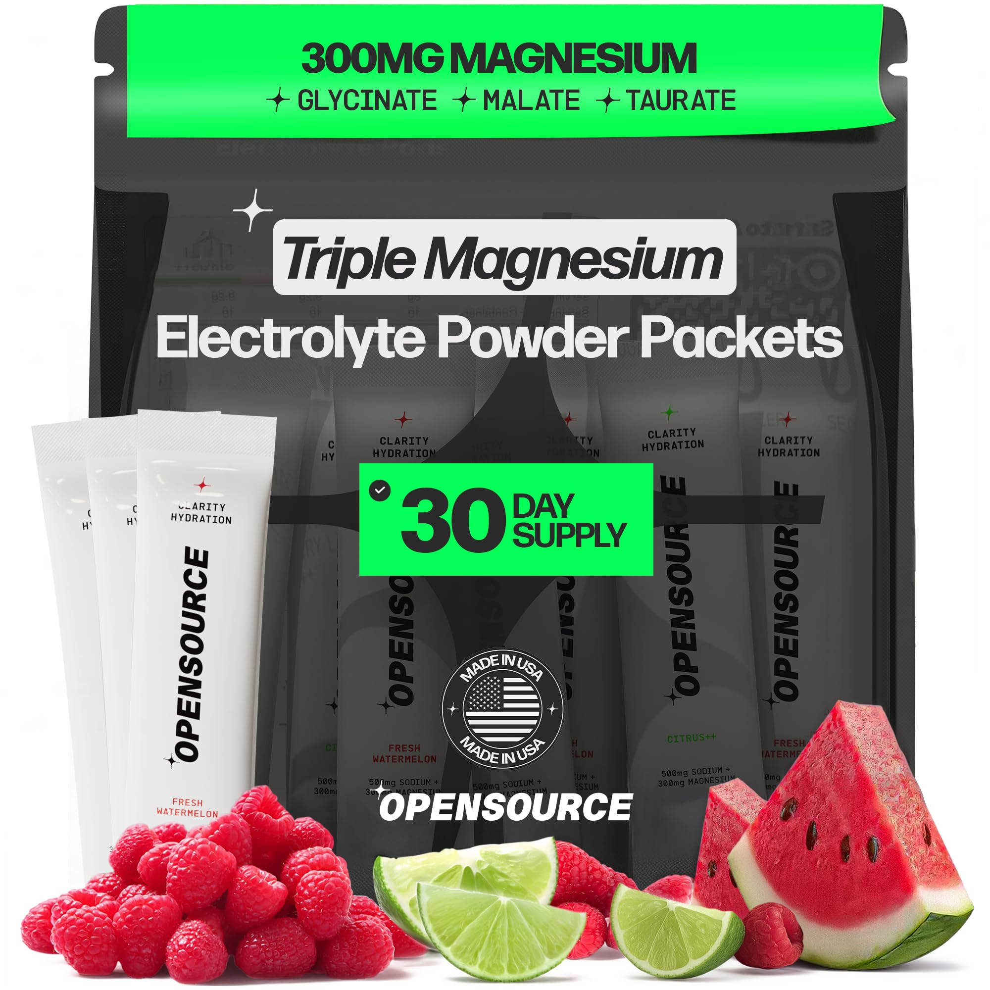 OpenSource Triple Magnesium Watermelon packets for on-the-go hydration