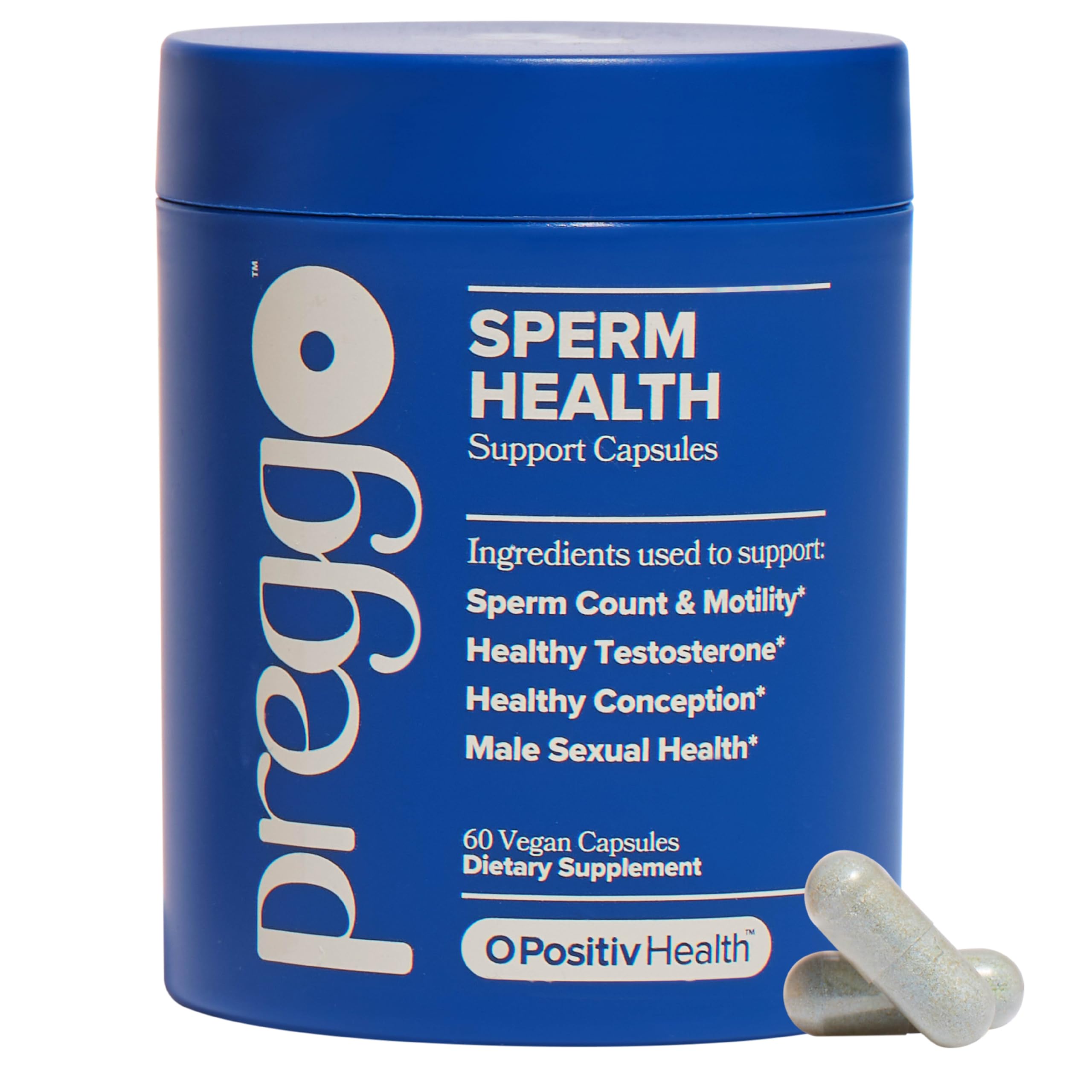 O Positiv Prego bottle with 60 capsules for daily reproductive support.