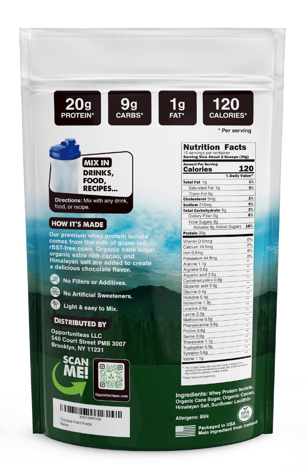 Opportuniteas packaging shows Irish-sourced protein with testing assurance
