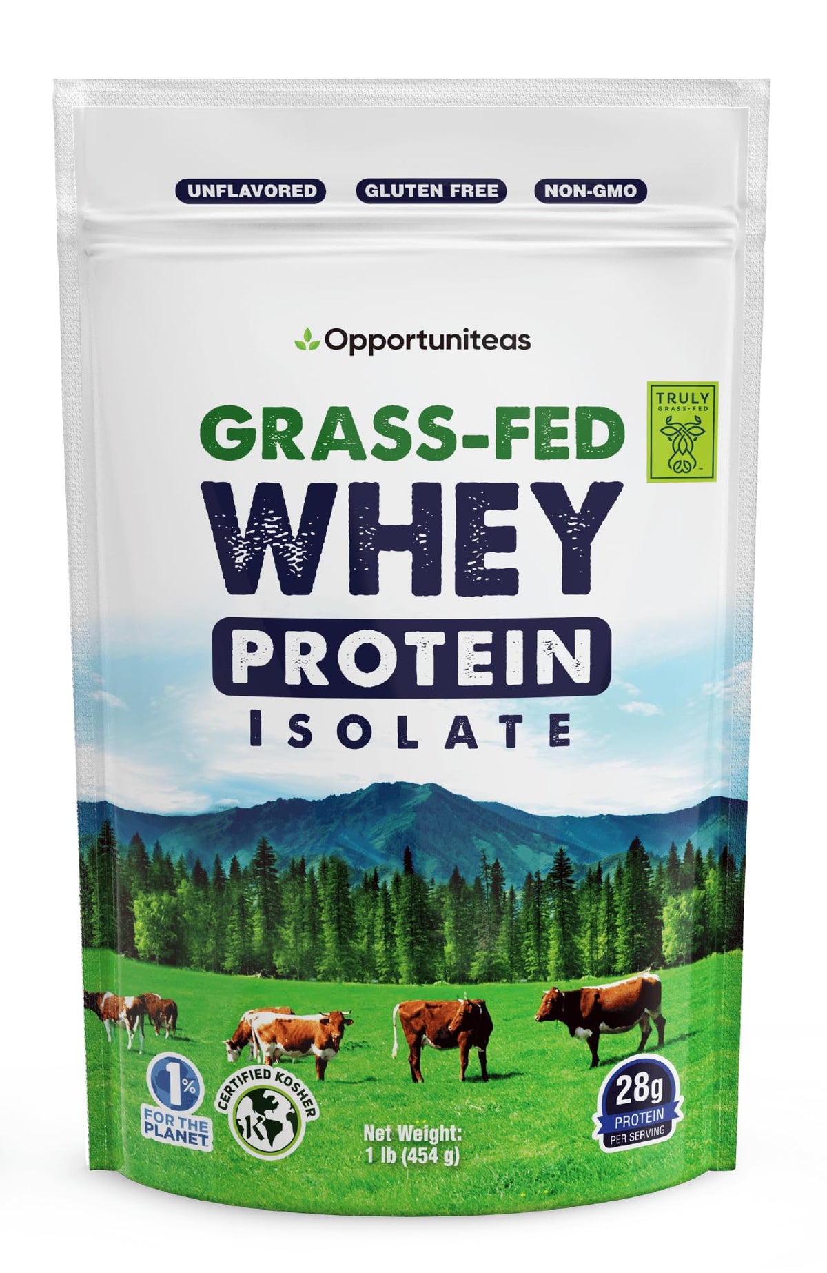 Opportuniteas grass-fed whey isolate unflavored bag for daily high-protein shakes