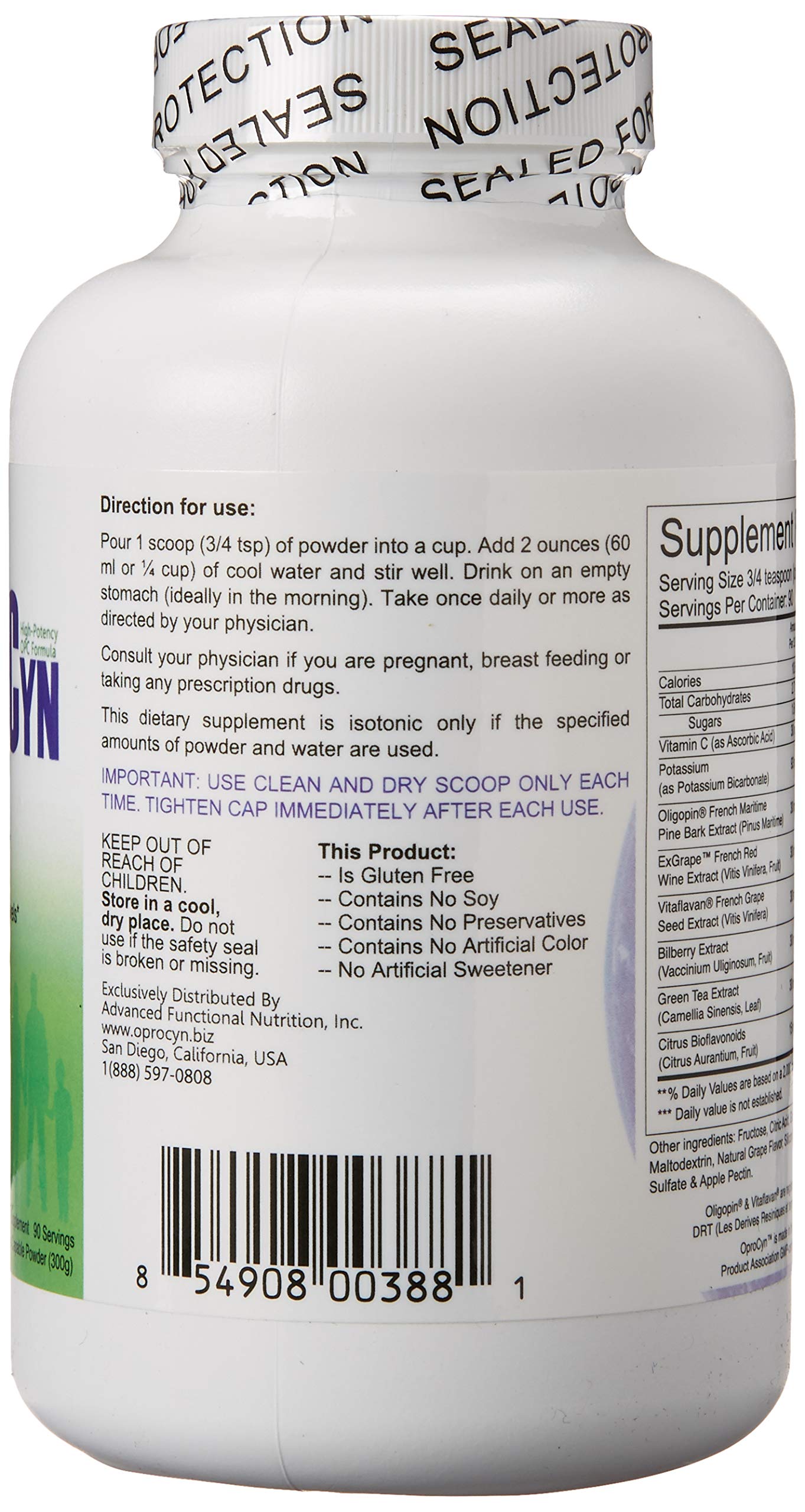 OProCyn powder scoop demonstrates easy daily dosing for hydration-friendly supplementation.
