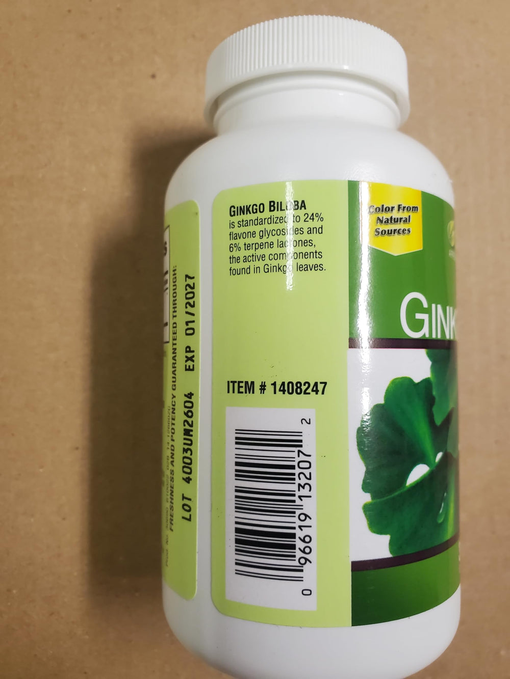 OProCyn Tru Nature Ginkgo Biloba bottle with cap off invites daily intake