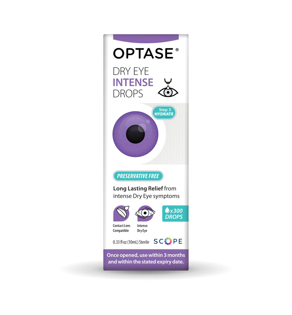 OPTASE Dry Eye Intense Drops application scene showing comfortable everyday use.