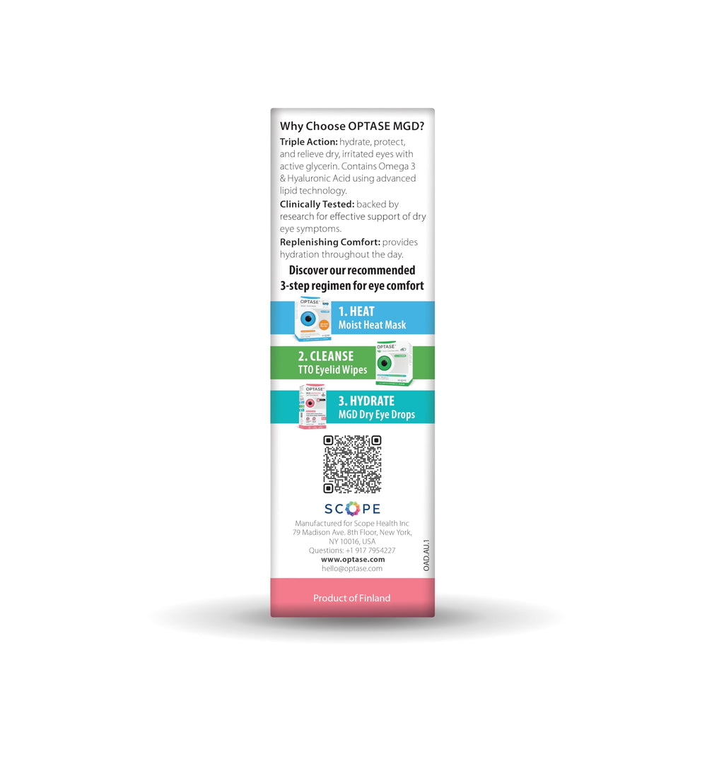 Optase packaging box illustrating preservative-free formula for daily use