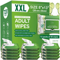 OPTEEL adult wipes extra large scented packaging, resealable for easy access.