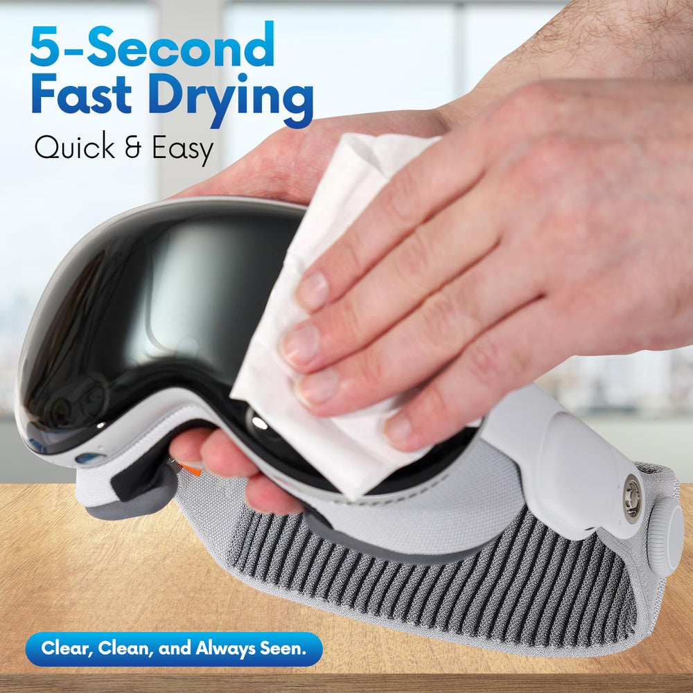 Opteel Lens Wipes cleaning eyeglasses with gentle moisture.