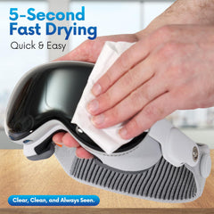 Opteel Lens Wipes cleaning eyeglasses with gentle moisture.