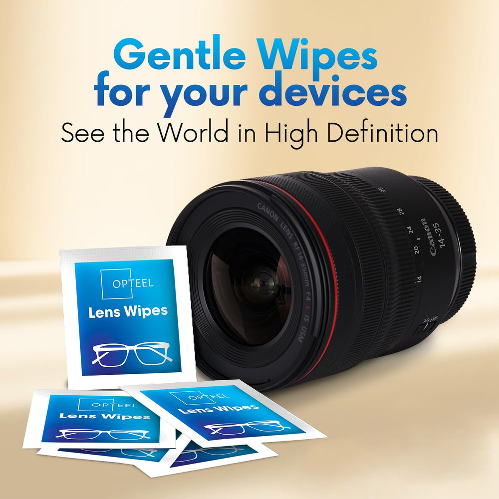 Opteel Lens Wipes travel-size packets fit in bags for travel.