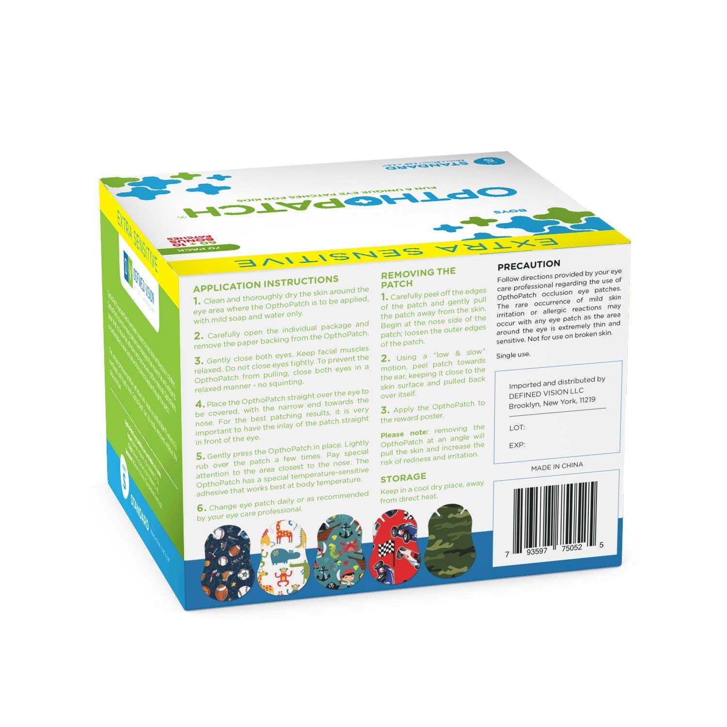 Opthopatch boys design graphic pattern appeals to kids.