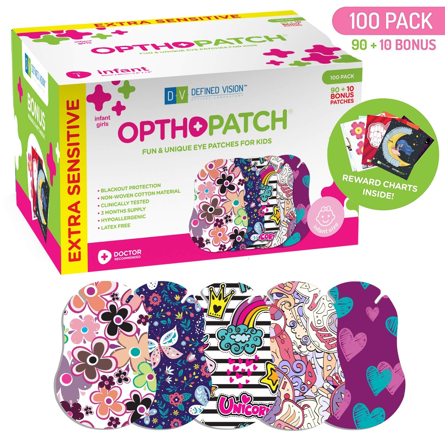 Opthopatch breathable soft material provides all-day comfort on delicate skin.