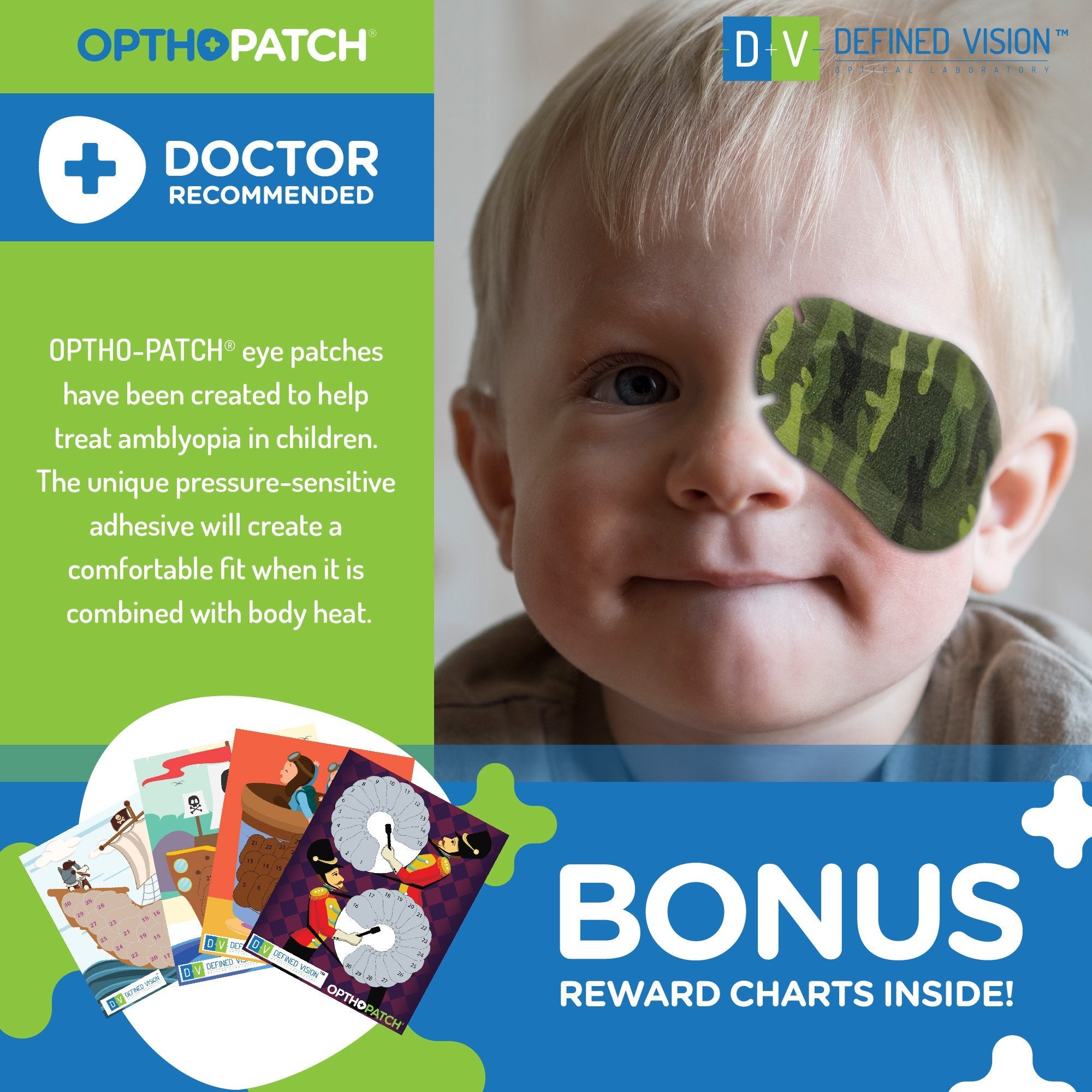 Opthopatch packaging box emphasizes Series I design.